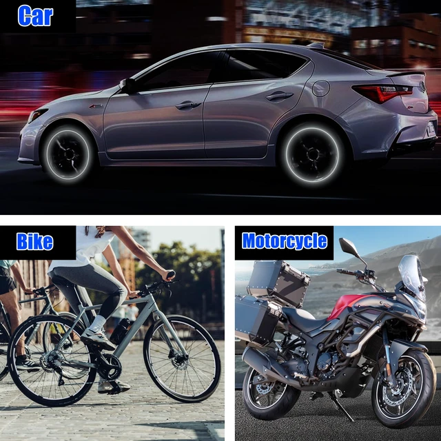Alt view image 6 of 7 - 40pcs Reflective Wheel Rim Stripe Decals for Bicycle, Car, Cycling, Bike, Motorcycle - Night Safety Decoration Stripe Universal Rim Reflective Stickers (White)