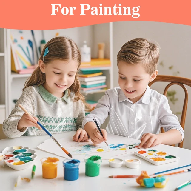 Alt view image 5 of 7 - 50 Plastic Disposable Aprons - 2.1ft/65cm Plastic Aprons Waterproof Disposable Paint Aprons Bulk Children Smocks Clear Eating Bibs for Painting Cooking Art Craft Picnic