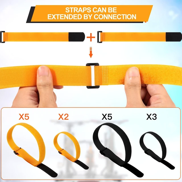 Alt view image 4 of 7 - 15 Pieces Adjustable Bike Straps Reusable Bike Rack Straps Cinch Replacement Wheel Stabilizer Accessories for Transporting, 1 x 23.6 Inch, 1 x 11.8 Inch