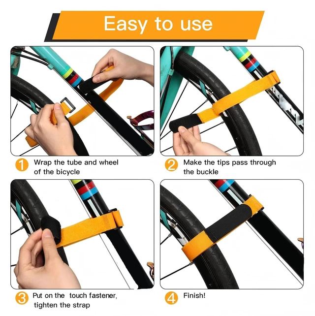 Alt view image 5 of 7 - 15 Pieces Adjustable Bike Straps Reusable Bike Rack Straps Cinch Replacement Wheel Stabilizer Accessories for Transporting, 1 x 23.6 Inch, 1 x 11.8 Inch