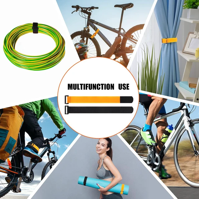 Alt view image 7 of 7 - 15 Pieces Adjustable Bike Straps Reusable Bike Rack Straps Cinch Replacement Wheel Stabilizer Accessories for Transporting, 1 x 23.6 Inch, 1 x 11.8 Inch