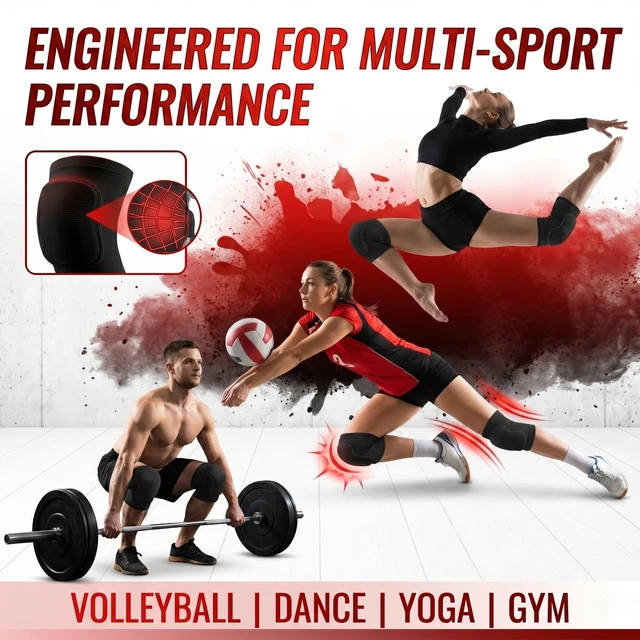 Alt view image 4 of 6 - Volleyball Knee Pads for Women Men Youth Kids, Knee Brace for Basketball Soccer Football Dance Yoga Tennis Running Cycling Workout Climbing (X-Small)