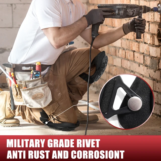 Alt view image 5 of 7 - Professional Knee Pads for Work Construction with Heavy Duty Cap Foam Padding Gel Cushion Knee Pads for Men, Comfortable Adjustable Strong Strap, Military Grade Rivet for Flooring Gardening