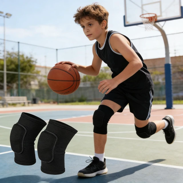 Alt view image 3 of 7 - Kids Volleyball Knee Pads for Ages 7-12, Boys Girls Sports Breathable Anti-Slip Knee Guards, Thick Sponge & Lightweight Impact Protection for Skating, Cycling, Running, Scooter Outdoor Sports