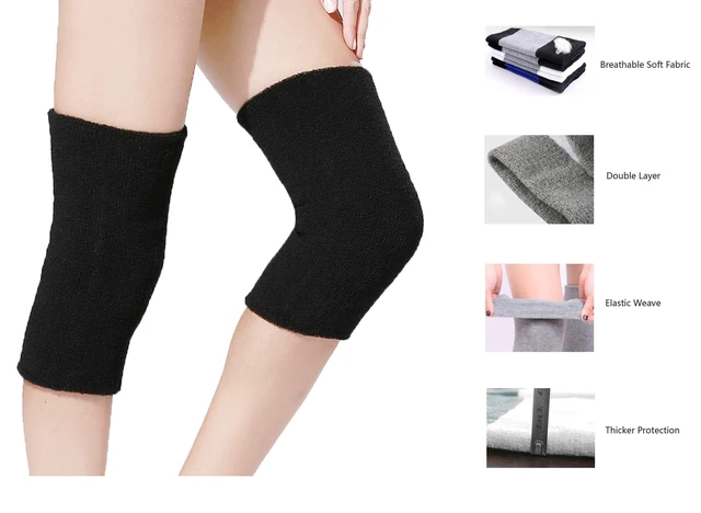 Alt view image 2 of 6 - Winter Thick Thermal Knee Leg Warmers Ski Cycling Knee Braces Leg Sleeves | Elastic Warm Terry Fabric, for Men Women Olders, Knee Leg Warmer Wraps Pads Support for Running Ice Skating Motorcycle
