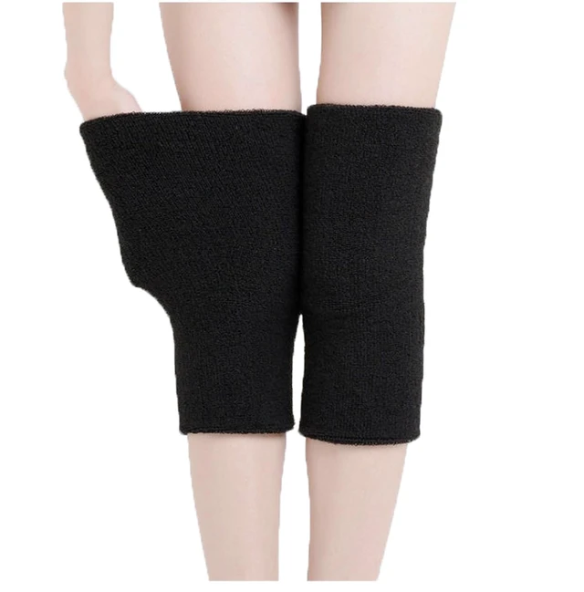 Alt view image 3 of 6 - Winter Thick Thermal Knee Leg Warmers Ski Cycling Knee Braces Leg Sleeves | Elastic Warm Terry Fabric, for Men Women Olders, Knee Leg Warmer Wraps Pads Support for Running Ice Skating Motorcycle