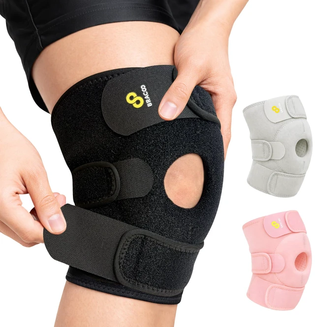 Main image of Adjustable Compression Knee Patellar Pad Tendon Support Sleeve Brace for Men Women - Arthritis Pain, Injury Recovery, Running, Workout, KS10 (Black)