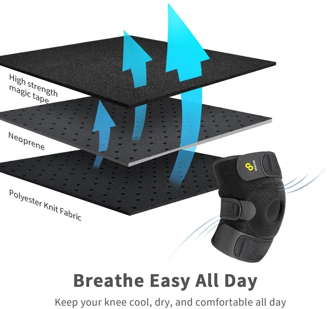 Alt view image 6 of 7 - Adjustable Compression Knee Patellar Pad Tendon Support Sleeve Brace for Men Women - Arthritis Pain, Injury Recovery, Running, Workout, KS10 (Black)