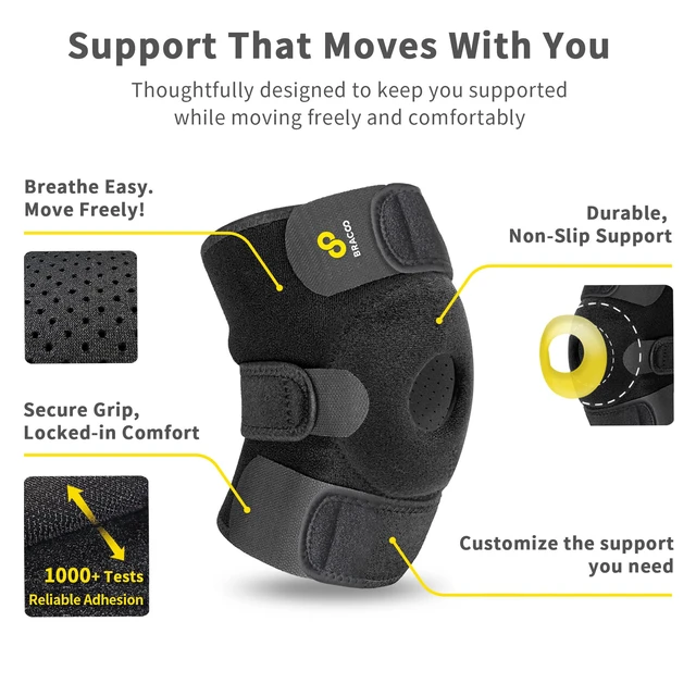 Alt view image 7 of 7 - Adjustable Compression Knee Patellar Pad Tendon Support Sleeve Brace for Men Women - Arthritis Pain, Injury Recovery, Running, Workout, KS10 (Black)