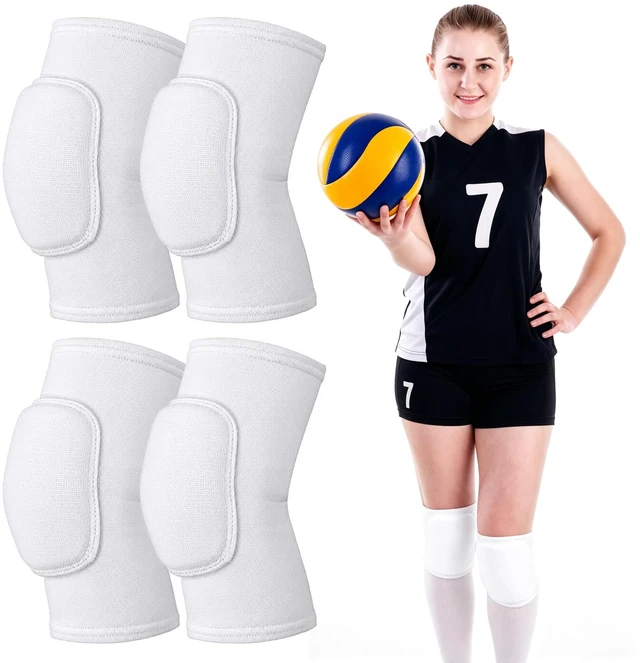 Main image of 2 Pairs Volleyball Knee Pads Youth, White Knee Pads for Girls,Women, Men | Soft Protective Sports Knee Pads for Volleyball, Dance, Football, Yoga, Tennis, Running, Cycling & More