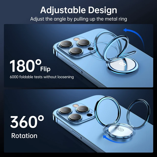Alt view image 2 of 7 - Adhesive Phone Ring Holder, Cell Phone Grip, iPhone Ring Stand | 360° Rotation, Mini Size, All Metal, Strong Adhesive, Finger Ring Kickstand , for Smartphones