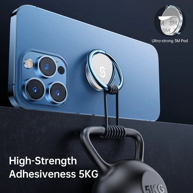 Alt view image 3 of 7 - Adhesive Phone Ring Holder, Cell Phone Grip, iPhone Ring Stand | 360° Rotation, Mini Size, All Metal, Strong Adhesive, Finger Ring Kickstand , for Smartphones