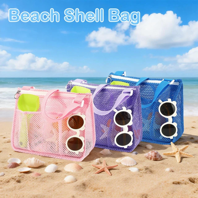 Alt view image 7 of 7 - Large Mesh Beach Bag for Women, Oversized Beach tote Swim Pool Bag | Zipper Pocket, Sandproof, Quick-dry, Foldable Mesh Bag - Laundry, Shopping, Travel Vacation, Lake, Camping, Cruise Essentials