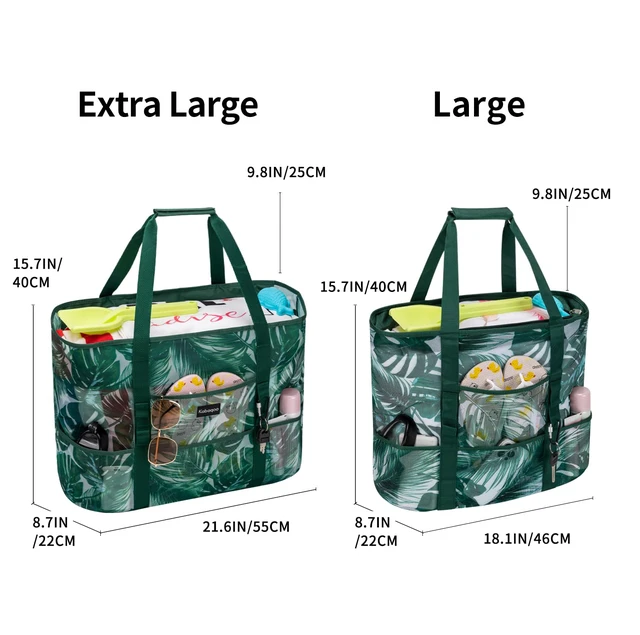 Alt view image 5 of 7 - Mesh Beach Bag, Extra Large Beach Bags with 9 Pockets & Zipper Waterproof Lightweight Beach Tote for Beach/Pool Trip