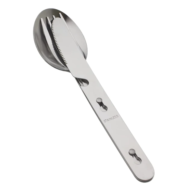 Alt view image 6 of 7 - 4-in-1 Camping Utensils Hiking Cutlery Set for 4, Portable Stainless Steel Flatware Spoon Fork, Knife & Bottle Opener Combo pack for Picnic Travel, Barbecue, Backpack Outdoor Gear with Carrying Bag