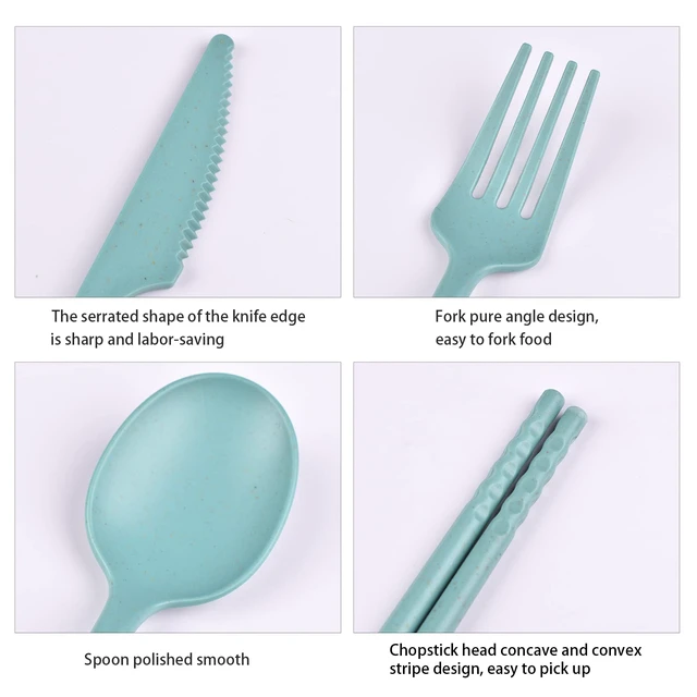 Alt view image 3 of 7 - Travel Utensils, Reusable Utensils Set with Case, Camping Plastic Cutlery | Knife Forks Spoon Tableware with Chopsticks, Portable Cutlery Set for Travel Picnic Camping or Daily Use