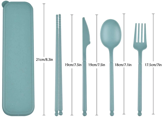 Alt view image 2 of 7 - Travel Utensils, Reusable Utensils Set with Case, Camping Plastic Cutlery | Knife Forks Spoon Tableware with Chopsticks, Portable Cutlery Set for Travel Picnic Camping or Daily Use