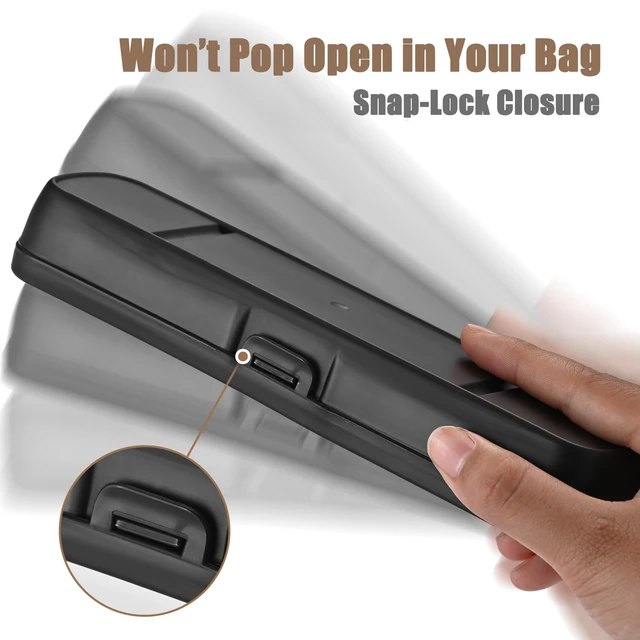 Alt view image 3 of 7 - Travel Utensils with Case, Stainless Steel Portable Cutlery Set for Camping Picnic, Lunch Box Silverware for Work, Reinforced Case with Snap-Lock Closure, Include Fork Spoon Knife Chopsticks, Black