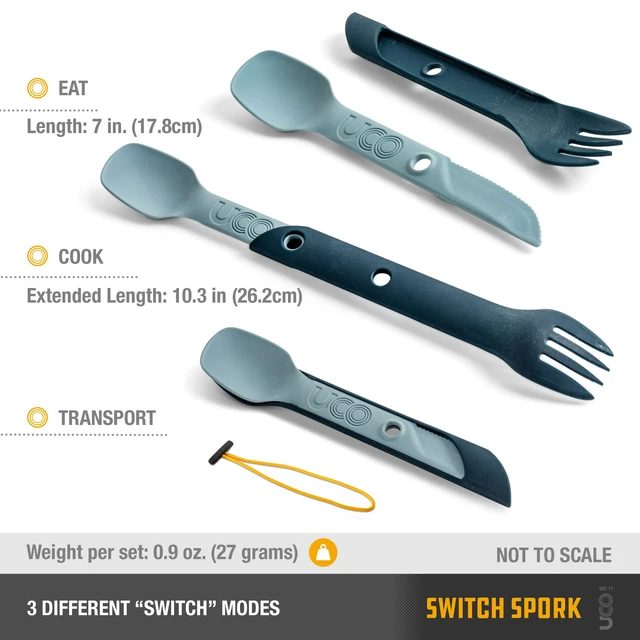 Alt view image 2 of 5 - 2-Piece Switch Spork Camping Spoon-Fork-Knife Utensil