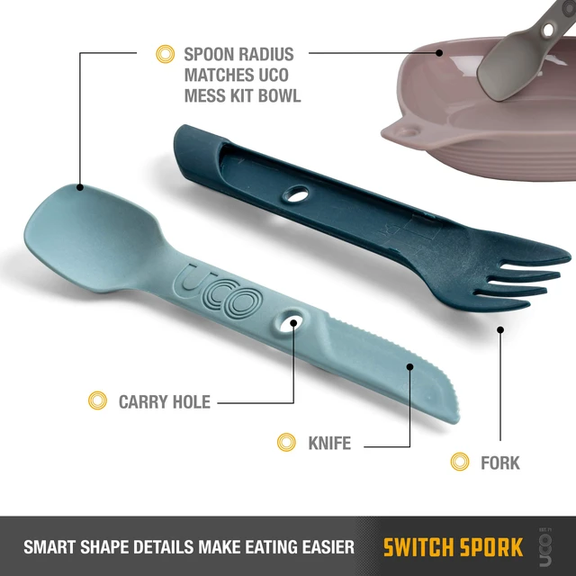 Alt view image 3 of 5 - 2-Piece Switch Spork Camping Spoon-Fork-Knife Utensil