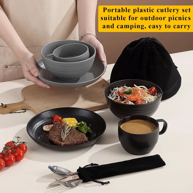 Alt view image 3 of 7 - Camping Mess Kits for 2 Person, Silverware Set Spoons Forks Knives, Camping Essentials Gear, Accessories for Travel, Picnic, Outdoor, Easy to Carry and Clean