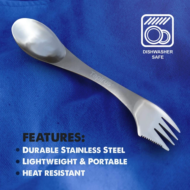 Alt view image 6 of 7 - 5 Spork Of Steel Utensils Set - 8-inch Long Durable & Rust Proof Stainless Steel Spoon, Fork & Knife Flatware - For Camping, Fishing, & Hunting - With Bottle Opener & Carrying Case