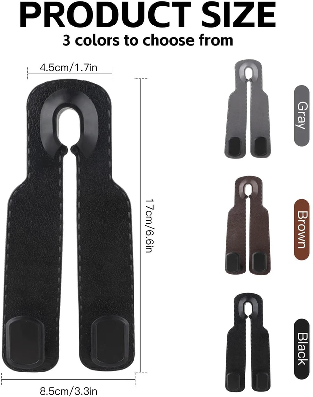 Alt view image 5 of 7 - Car Seat Headrest Hooks for Purses and Bags, 4-Pack Heavy Duty Car Seat Hooks with Anti-Slip Pad, Universal Car Backseat Organizer Hanger Accessories for Grocery Bags (Black)