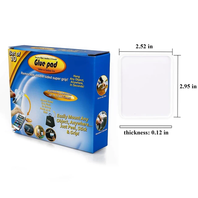 Alt view image 7 of 7 - Sticky Gel Pads (10 Pack), As Seen On TV Removable Traceless Gripping Pad Washable Reusable Anti Slip Pad for Car Dashboard Office Home Stick Anything Anywhere, Clear