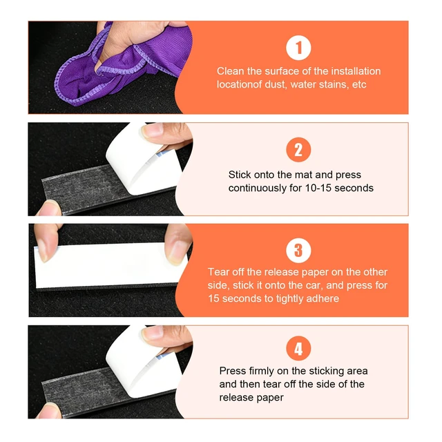 Alt view image 6 of 7 - 20 PCS Car Mat Fixing Stickers, Nylon Multifunctional Carpet Hook & Loop Fastener, Anti-slip Non-shedding Foot Pad Grip, Self-adhesive Cuttable Retainer Hook for Car & Home (Black)