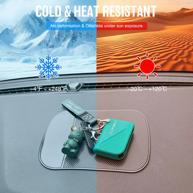 Alt view image 4 of 7 - Car Dashboard Sticky Pad (2 Pack), Larger Size Reusable and Washable Anti-Slip Cell Pads with Strong Adhesive, Can Hold Cell Phones, Sunglasses, Coins ect. (7.5" x 5.5")