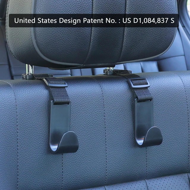 Alt view image 6 of 6 - 4 Pack Anti-drop Headrest Hooks Adjustable Car Seat Organizer | Universal Fit with Clip, Hanger for Backpack Umbrella Water Bottle Coat Purses Handbags Groceries, 40lb Heavy Duty, Black