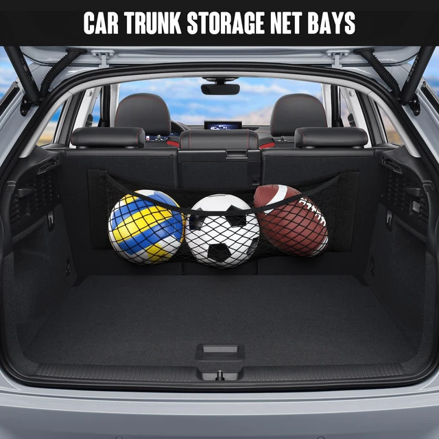 Alt view image 7 of 7 - Mesh Storage Pocket Bag, 2PCS 9.8'' X 31.5'' High-Elastic Organizer | Stretchable Mesh | Adhesive & Hook Loop Mount | Large-Capacity Storage | Fits Car Trunk, RV & Home Organization