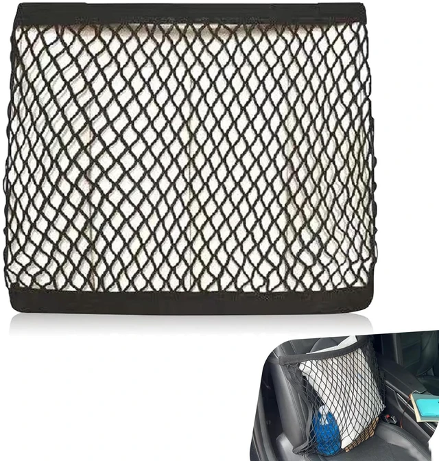 Main image of Car Seat Organizer Net, Versatile High Elastic Storage Net with Adjustable Buckle, Passenger Seat Mesh Purse Holder, Universal for Most Cars (Black)