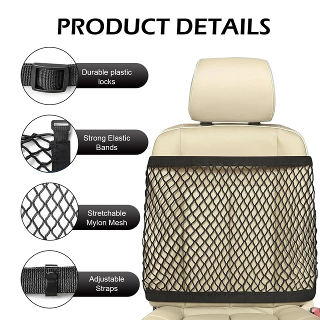 Alt view image 4 of 7 - Car Seat Organizer Net, Versatile High Elastic Storage Net with Adjustable Buckle, Passenger Seat Mesh Purse Holder, Universal for Most Cars (Black)