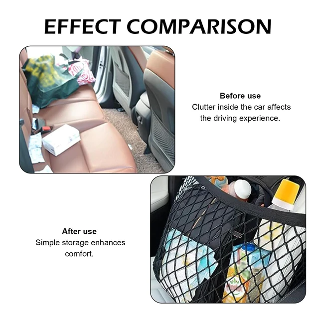 Alt view image 5 of 7 - Car Seat Organizer Net, Versatile High Elastic Storage Net with Adjustable Buckle, Passenger Seat Mesh Purse Holder, Universal for Most Cars (Black)