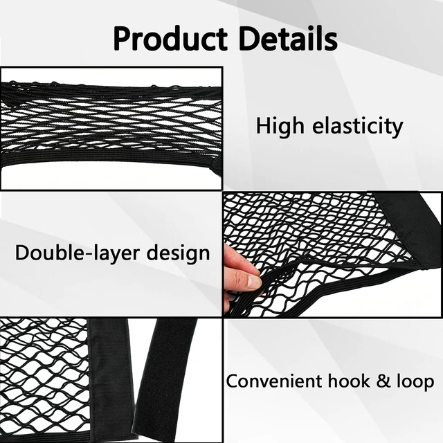 Alt view image 3 of 6 - 2PCS Car Cargo Net with Adhesive Tape,Storage Mesh Pocket(9.8×23.6in)
