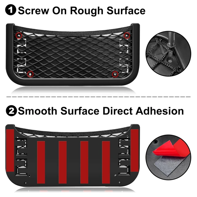 Alt view image 2 of 5 - ABS Plastic Frame Automotive Cargo Nets Car Net Pocket Phone Car Mesh Net Holder RV Storage Boat Cargo Pocket Organizer Framed Mesh Net Pocket with Screws for Auto RV Net(2, 10 x 4.7 Inch)