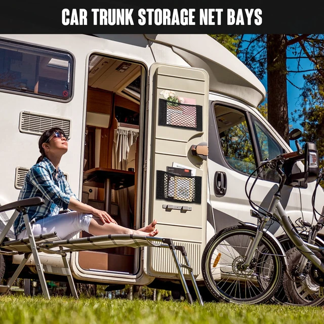 Alt view image 7 of 7 - Car Cargo Net, Elastic Mesh Storage Organizer, 9.8'' X 15.7'' | Stretchable Mesh, Multi-Surface Adhesive & Hook Mount, Space-Saving Storage for Trunk, SUV & RV