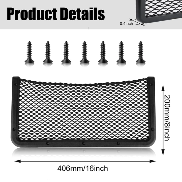 Alt view image 2 of 5 - ABS Plastic Frame Automotive Cargo Nets Car Net Pocket Phone Car Mesh Net Holder RV Storage Boat Cargo Pocket Organizer Framed Mesh Net Pocket with Screws for Auto RV Net(2, 16 x 8 Inch)