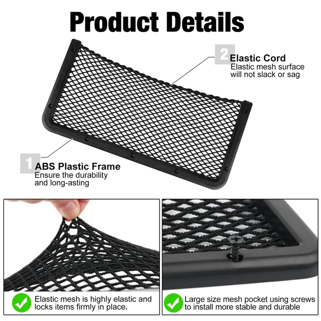 Alt view image 3 of 5 - ABS Plastic Frame Automotive Cargo Nets Car Net Pocket Phone Car Mesh Net Holder RV Storage Boat Cargo Pocket Organizer Framed Mesh Net Pocket with Screws for Auto RV Net(2, 16 x 8 Inch)