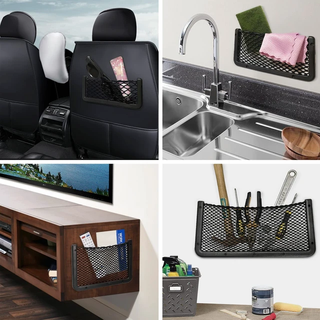 Alt view image 4 of 5 - ABS Plastic Frame Automotive Cargo Nets Car Net Pocket Phone Car Mesh Net Holder RV Storage Boat Cargo Pocket Organizer Framed Mesh Net Pocket with Screws for Auto RV Net(2, 16 x 8 Inch)
