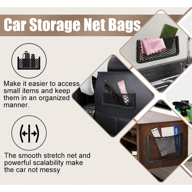 Alt view image 5 of 5 - ABS Plastic Frame Automotive Cargo Nets Car Net Pocket Phone Car Mesh Net Holder RV Storage Boat Cargo Pocket Organizer Framed Mesh Net Pocket with Screws for Auto RV Net(2, 16 x 8 Inch)