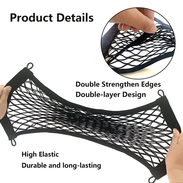 Alt view image 3 of 7 - 2PACK Small Cargo Nets Elastic Stretchable Pocket Storage Mesh Net Universal Automotive Cargo Netting Storage Pouch with 8Pcs Mounting Screws&Hooks for Car Truck SUV Boats (17.7x9.8 Inch)