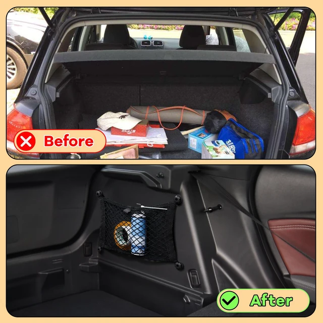 Alt view image 4 of 7 - 2 Pcs Small Cargo Net Boat Storage Mesh Netting,21 X 9.8 Inches | Stretchable Pocket for Car Truck Suv Rv Boat, with Screws, Hooks, Elastic Automotive Storage Pouch, Stretchable Organizer Net