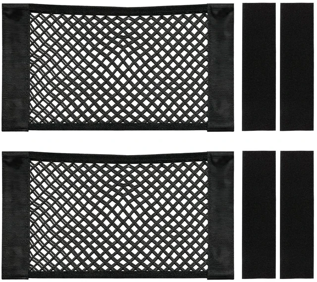 Main image of Elastic Mesh Storage Pocket Bags, Cargo Net Organizer with Loop Adhesive | 9.8 x 15.8 Inch High Capacity Net Organizer with Hook & Loop Adhesive for Car SUV RV Camper Truck and Home Wall Storage