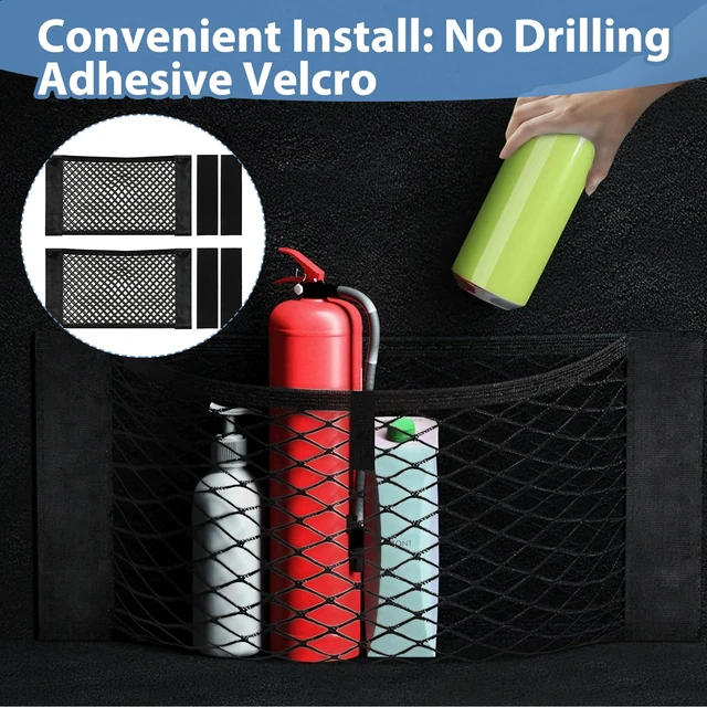 Alt view image 4 of 7 - Elastic Mesh Storage Pocket Bags, Cargo Net Organizer with Loop Adhesive | 9.8 x 15.8 Inch High Capacity Net Organizer with Hook & Loop Adhesive for Car SUV RV Camper Truck and Home Wall Storage
