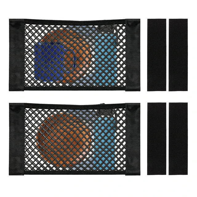 Alt view image 7 of 7 - Elastic Mesh Storage Pocket Bags, Cargo Net Organizer with Loop Adhesive | 9.8 x 15.8 Inch High Capacity Net Organizer with Hook & Loop Adhesive for Car SUV RV Camper Truck and Home Wall Storage