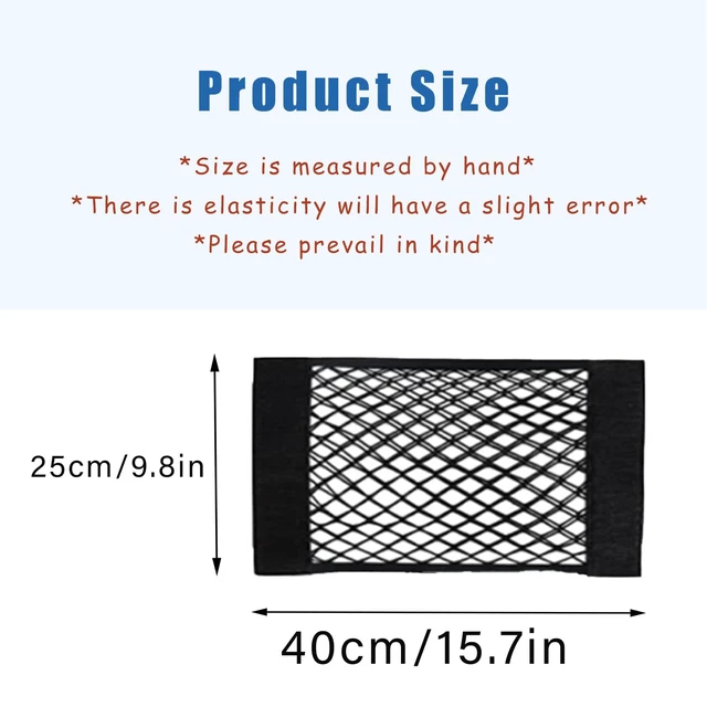 Alt view image 2 of 7 - 2PCS Universal Car Cargo Net with Adhesive Tape, 9.8×15.7in Trunk Storage Mesh Pocket Wall Mount Organizer Bag for Car RV SUV Boat Truck Camper Van Trailer (Black)
