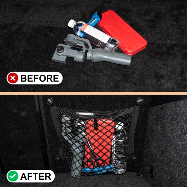 Alt view image 4 of 7 - 2-Pack Small Mesh Storage Pocket Organizer 14.3"x9.5" | Stretchable Elastic Net for Car Trunk, RV Kitchen, Bathroom, SUV & Van | 8 Screws Included