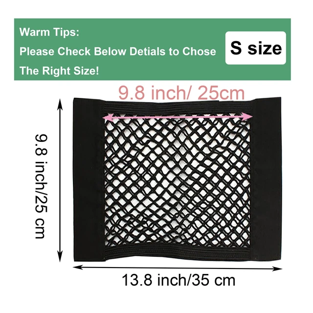 Alt view image 2 of 7 - 2pcs Cargo Net Car Storage Net - Stretchable Mesh Pocket Net Magic Tape Universal Mesh Car Accessories Interior Organizer (S)